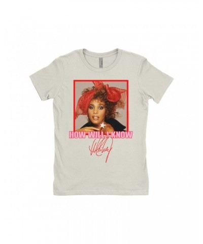 Whitney Houston Ladies' Boyfriend T-Shirt | How Will I Know Red Bow Photo Design Shirt $7.09 Shirts