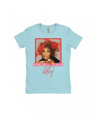 Whitney Houston Ladies' Boyfriend T-Shirt | How Will I Know Red Bow Photo Design Shirt $7.09 Shirts