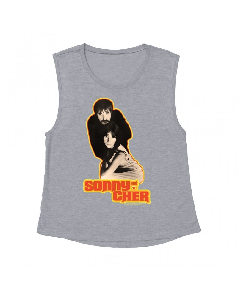 Sonny & Cher Ladies' Muscle Tank Top | The Two Of Us Yellow Retro Design Shirt $9.55 Shirts