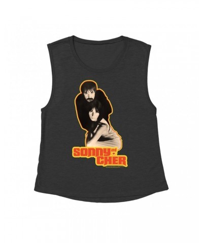 Sonny & Cher Ladies' Muscle Tank Top | The Two Of Us Yellow Retro Design Shirt $9.55 Shirts