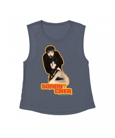 Sonny & Cher Ladies' Muscle Tank Top | The Two Of Us Yellow Retro Design Shirt $9.55 Shirts