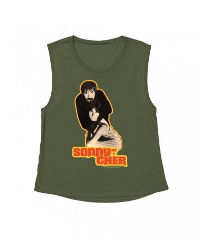 Sonny & Cher Ladies' Muscle Tank Top | The Two Of Us Yellow Retro Design Shirt $9.55 Shirts