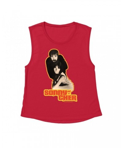 Sonny & Cher Ladies' Muscle Tank Top | The Two Of Us Yellow Retro Design Shirt $9.55 Shirts