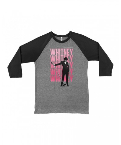 Whitney Houston 3/4 Sleeve Baseball Tee | Voice Music Truth Cover Art Ombre Pink Image Shirt $7.09 Shirts