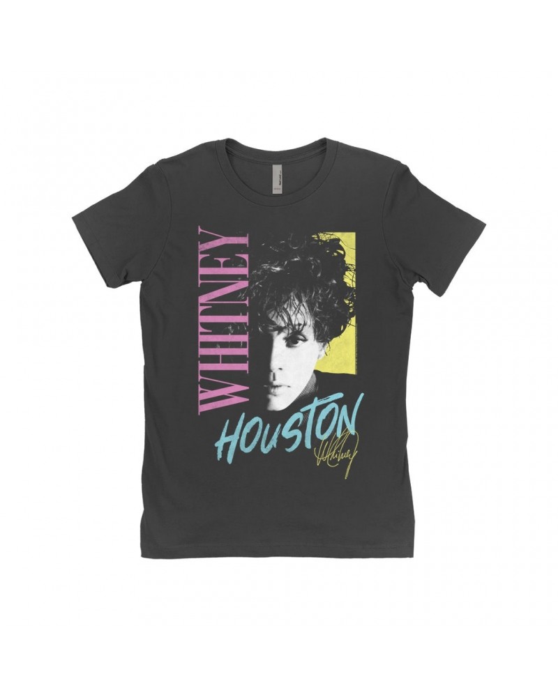 Whitney Houston Ladies' Boyfriend T-Shirt | Pastels Close Up Shirt $6.11 Shirts