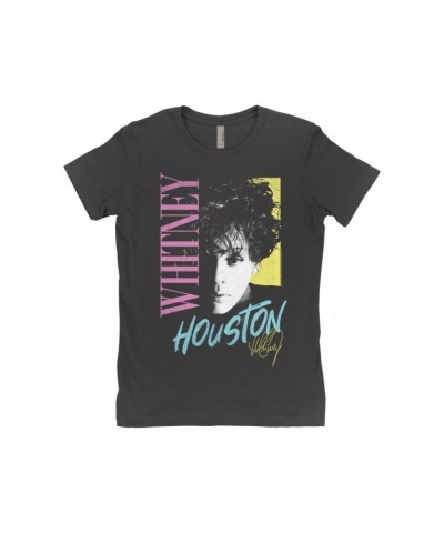 Whitney Houston Ladies' Boyfriend T-Shirt | Pastels Close Up Shirt $6.11 Shirts