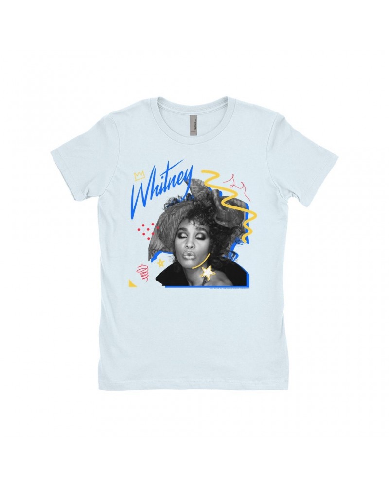 Whitney Houston Ladies' Boyfriend T-Shirt | Funky Colorful 1987 Photo Image Design Shirt $7.64 Shirts