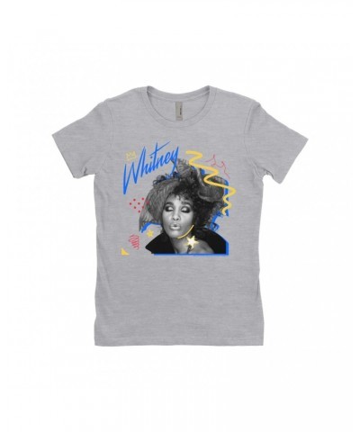 Whitney Houston Ladies' Boyfriend T-Shirt | Funky Colorful 1987 Photo Image Design Shirt $7.64 Shirts