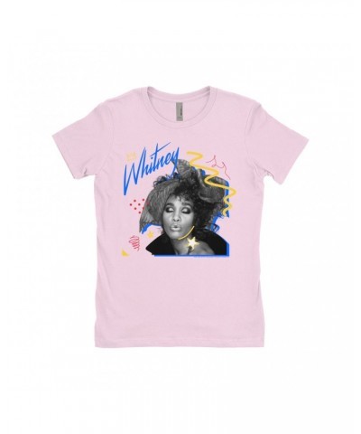 Whitney Houston Ladies' Boyfriend T-Shirt | Funky Colorful 1987 Photo Image Design Shirt $7.64 Shirts