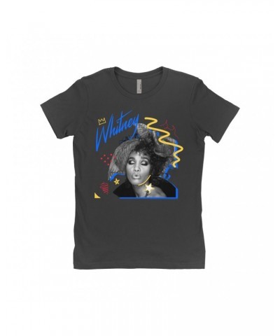 Whitney Houston Ladies' Boyfriend T-Shirt | Funky Colorful 1987 Photo Image Design Shirt $7.64 Shirts