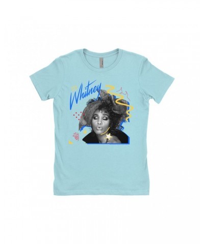 Whitney Houston Ladies' Boyfriend T-Shirt | Funky Colorful 1987 Photo Image Design Shirt $7.64 Shirts