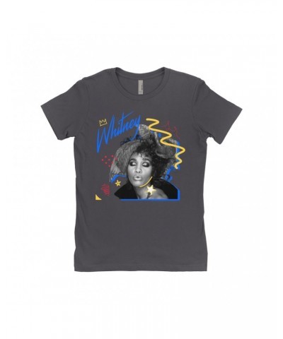 Whitney Houston Ladies' Boyfriend T-Shirt | Funky Colorful 1987 Photo Image Design Shirt $7.64 Shirts