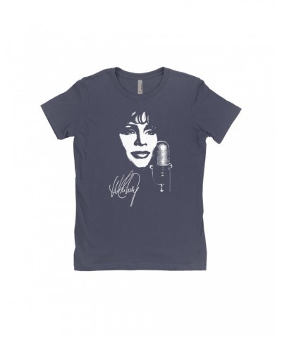 Whitney Houston Ladies' Boyfriend T-Shirt | Whitney Portrait Signature In White Shirt $9.89 Shirts