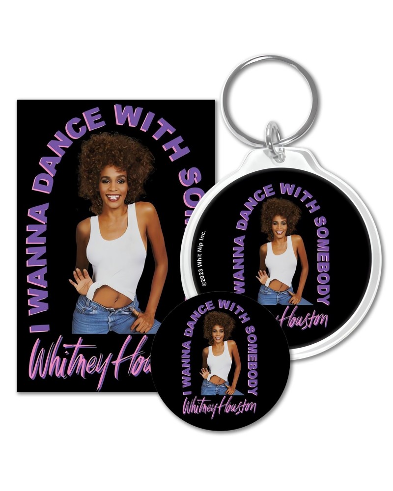 Whitney Houston I Wanna Dance Button Keychain Magnet Bundle Save $3 $24.88 Accessories