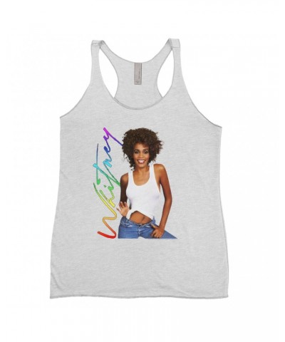 Whitney Houston Ladies' Tank Top | 1987 Album Photo Rainbow Signature Image Shirt $7.19 Shirts