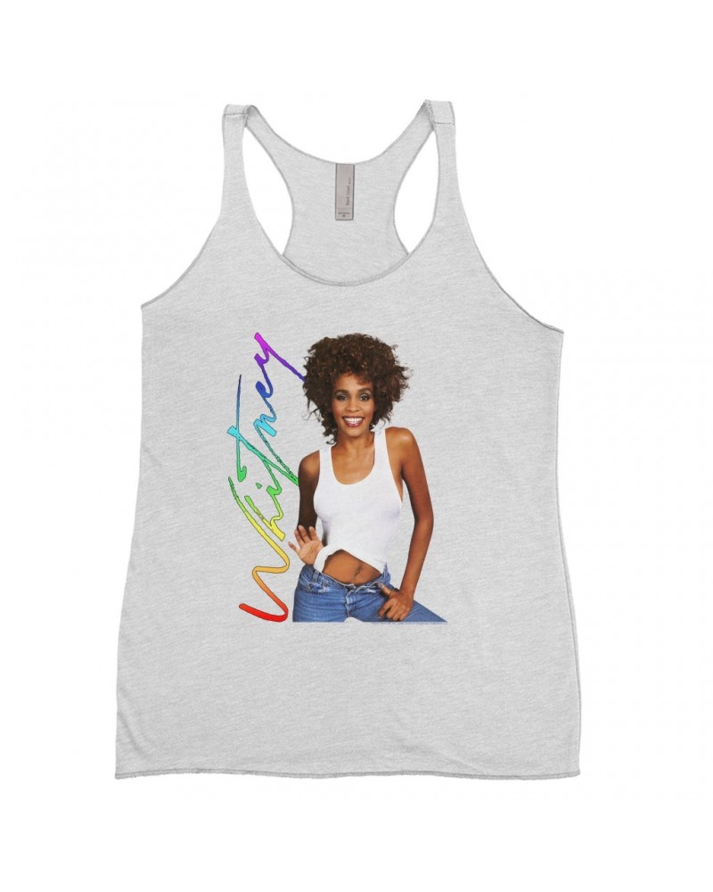 Whitney Houston Ladies' Tank Top | 1987 Album Photo Rainbow Signature Image Shirt $7.19 Shirts