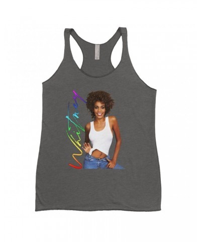 Whitney Houston Ladies' Tank Top | 1987 Album Photo Rainbow Signature Image Shirt $7.19 Shirts