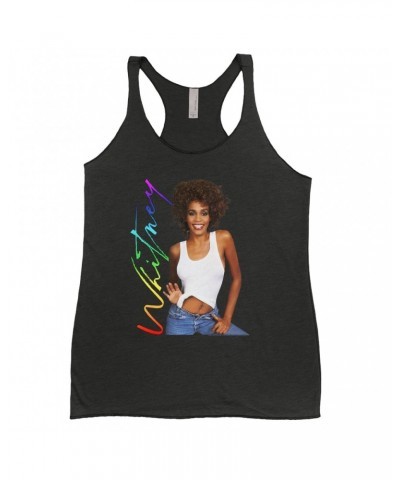 Whitney Houston Ladies' Tank Top | 1987 Album Photo Rainbow Signature Image Shirt $7.19 Shirts