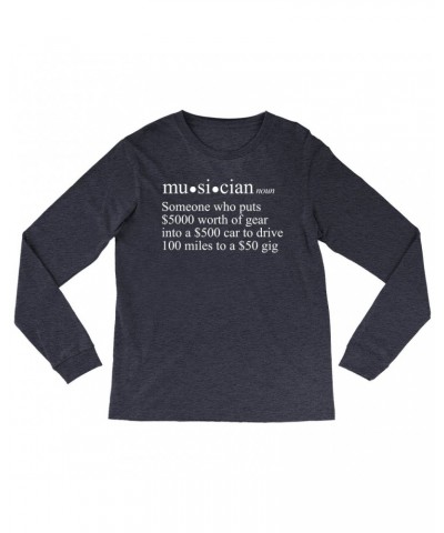 Music Life Heather Long Sleeve Shirt | Musician Definition Shirt $10.57 Shirts